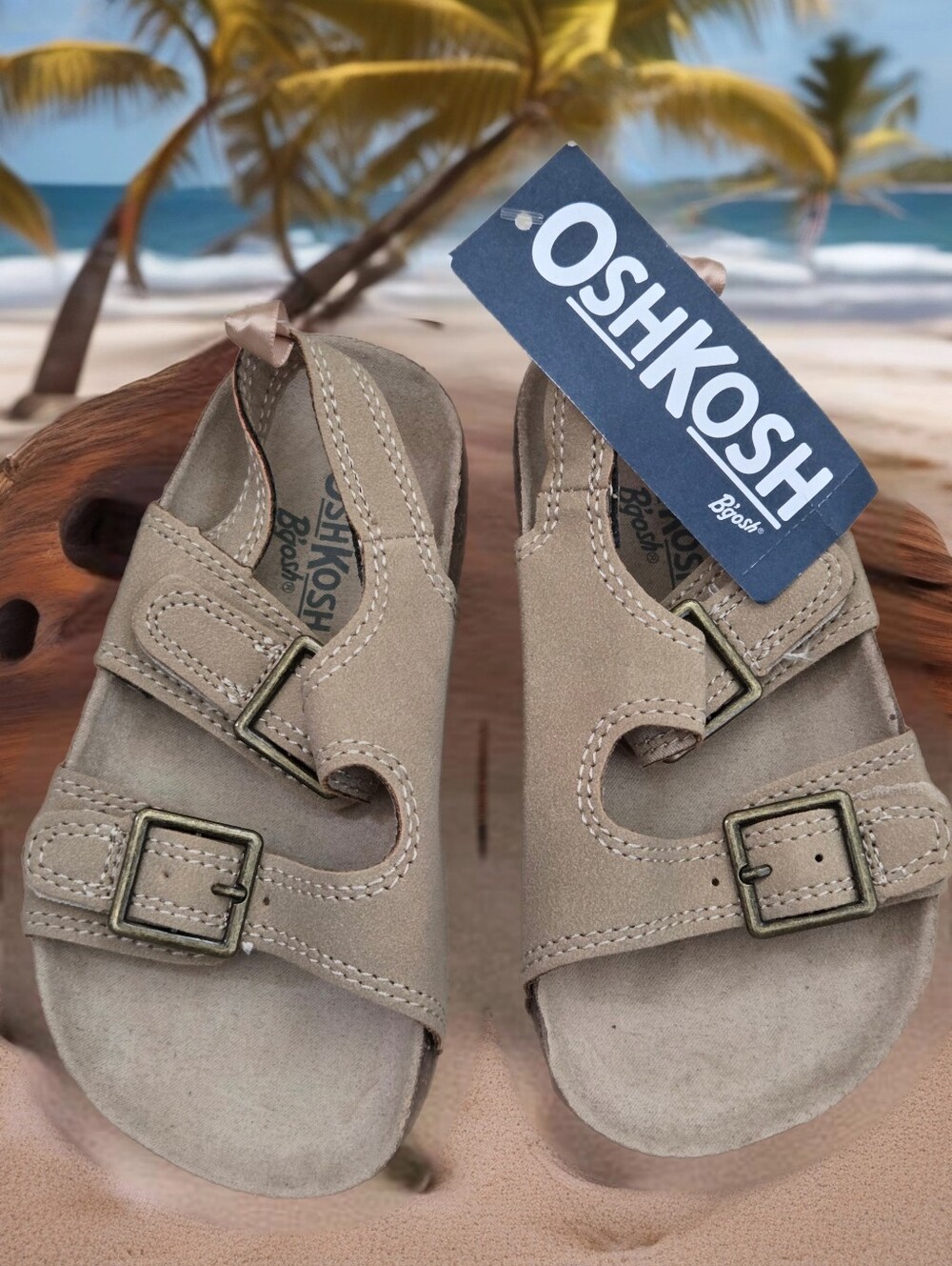Oshkosh Bruno tan sandals shoes Kids us size toddler 8